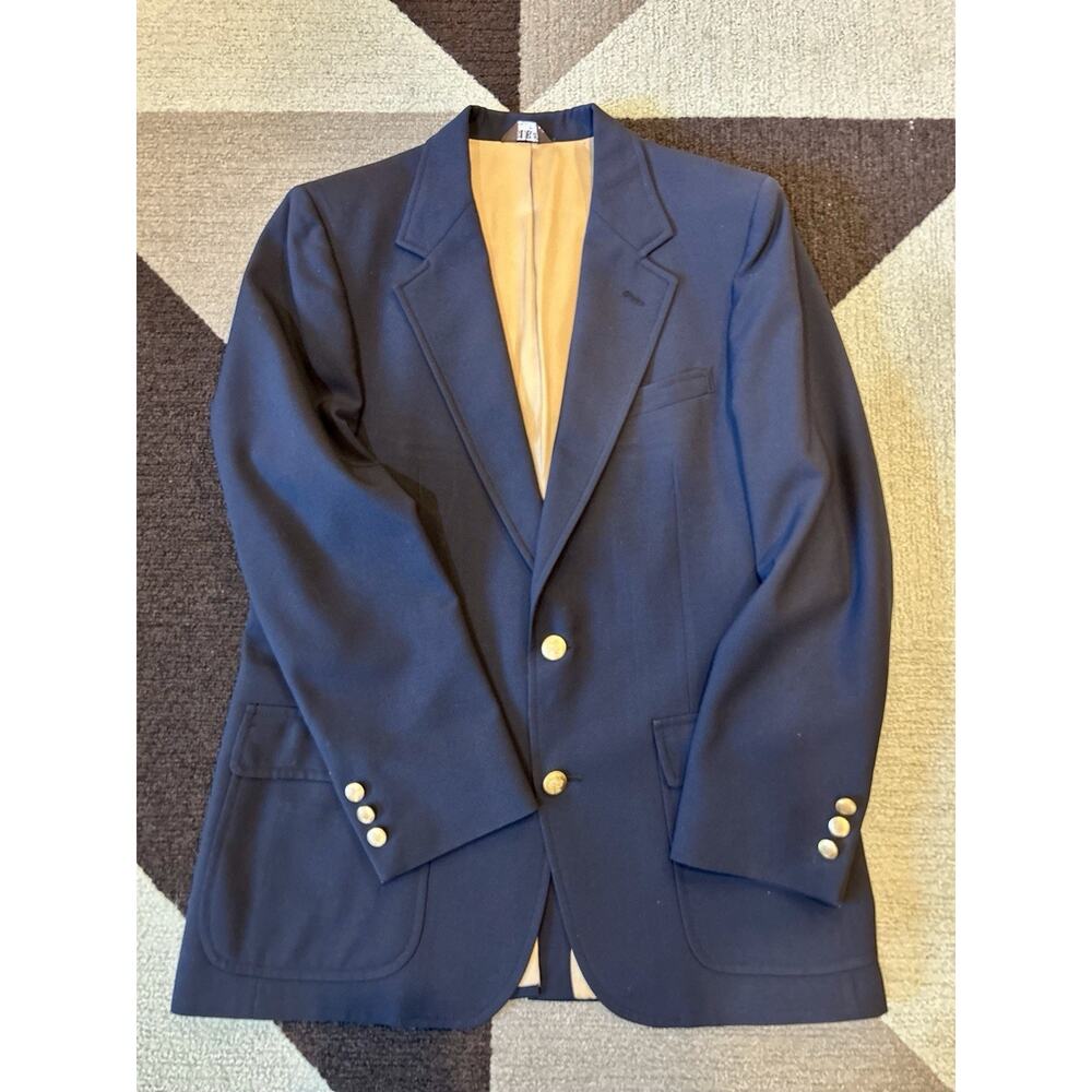 Bill Blass Men's Blazer Size‎ 42L Vintage Navy Blue Suit Jacket Sport Coat